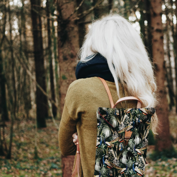 Jungle N°17 backpack, hand-drawn motifs, made in France - Maison Baluchon