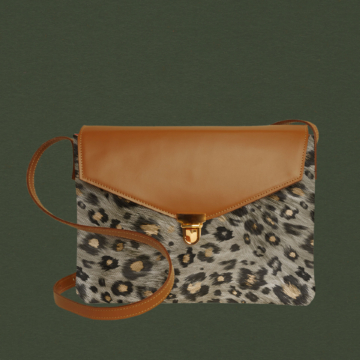 Maison Baluchon - Sac sacoche en cuir imprimé léopard cadeau made in France fait à la main