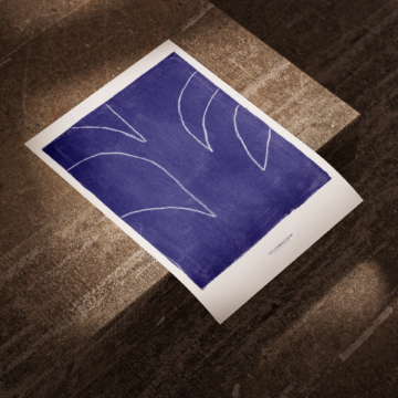 Illustration imprimée sur toile canvas avec dessin à la craie bleu intense
