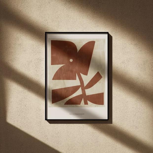 Abstract terracotta flower wall hanging