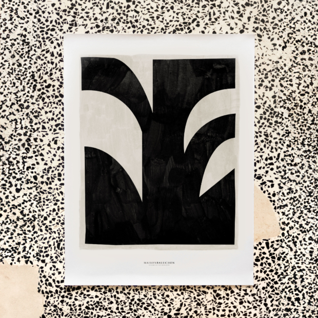 Modernist illustration with hand-drawn abstract black shapes