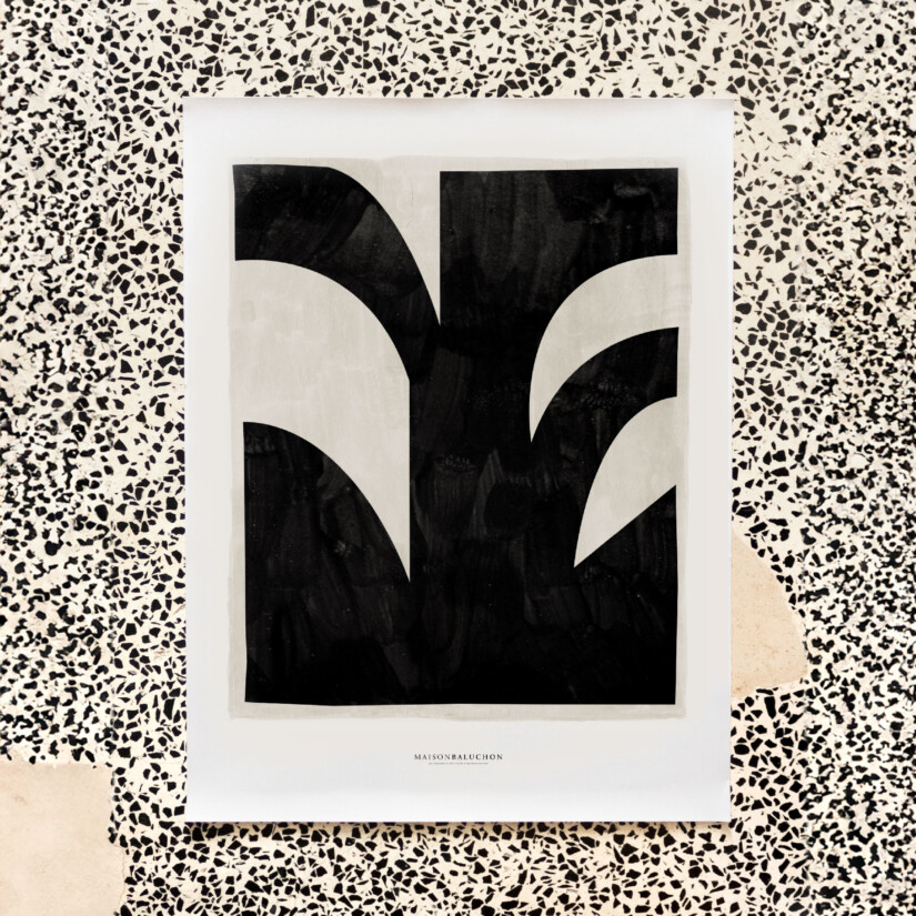 Illustration moderniste avec formes abstraites noires dessinées à la main