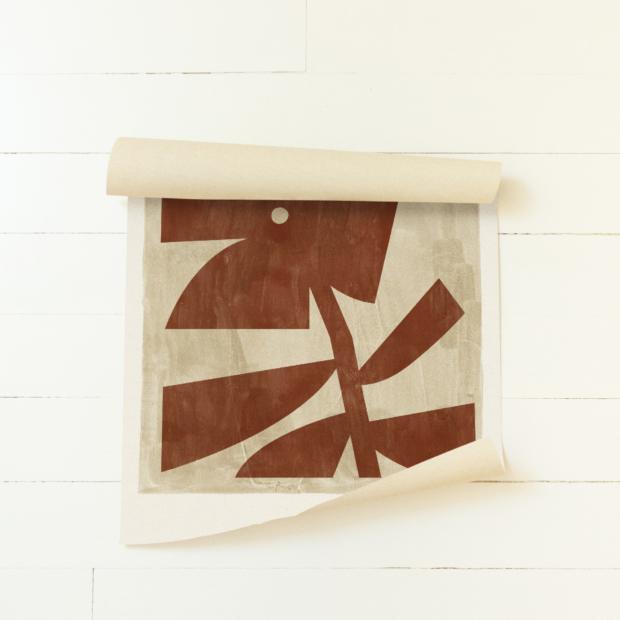 Canvas poster with terracotta abstract flower