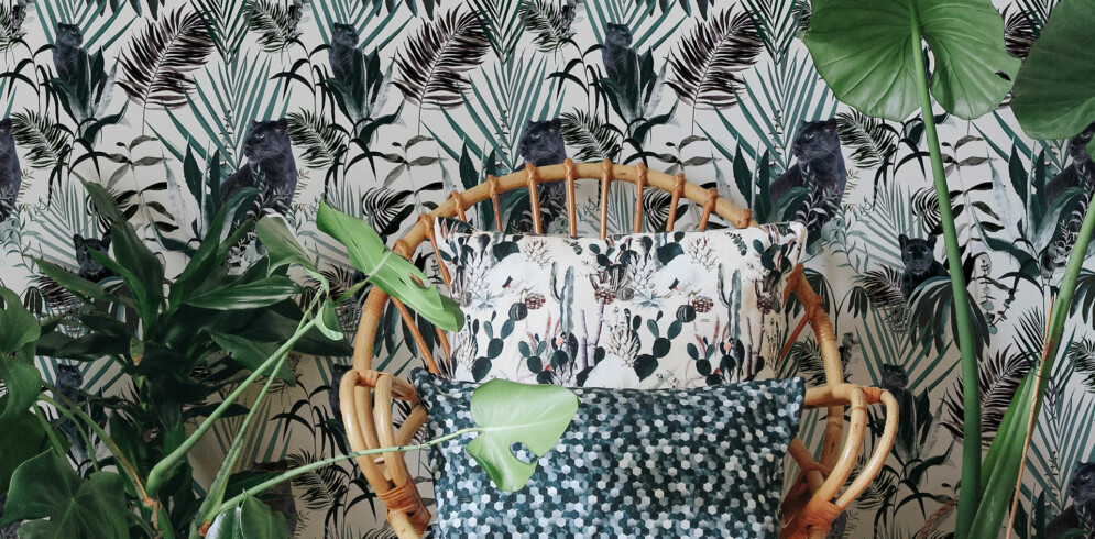 Maison Baluchon - Interior Design - Coussin & papier peint Jungle N°18