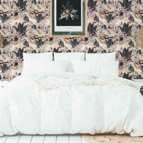 Maison Baluchon - Room decoration with a plant and animal atmosphere - Non-woven wallpaper Jungle N°21