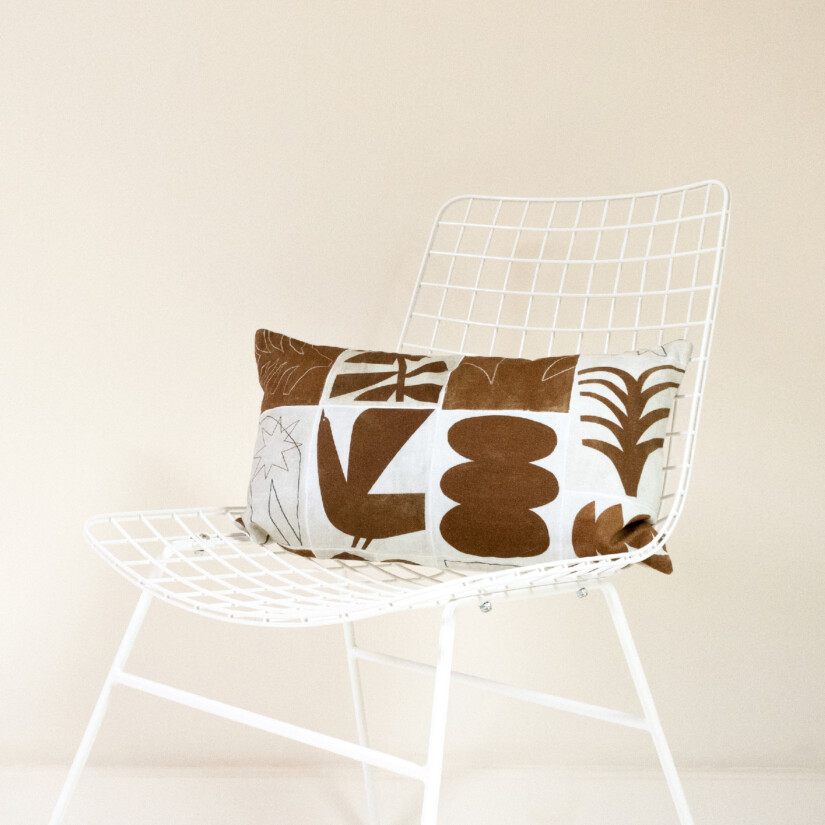 Rectangular cushion cover, modernist inspiration, Terracotta colour