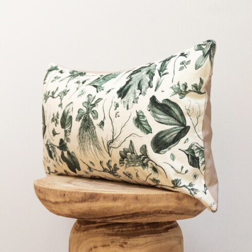 Housse coussin motif végétal vert - Maison Baluchon