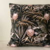 Maison Baluchon - Cushion Tropical N°15 Collection - Composed of protea flowers, vegetation, black background