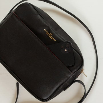 Large black grained leather handbag - Maison Baluchon
