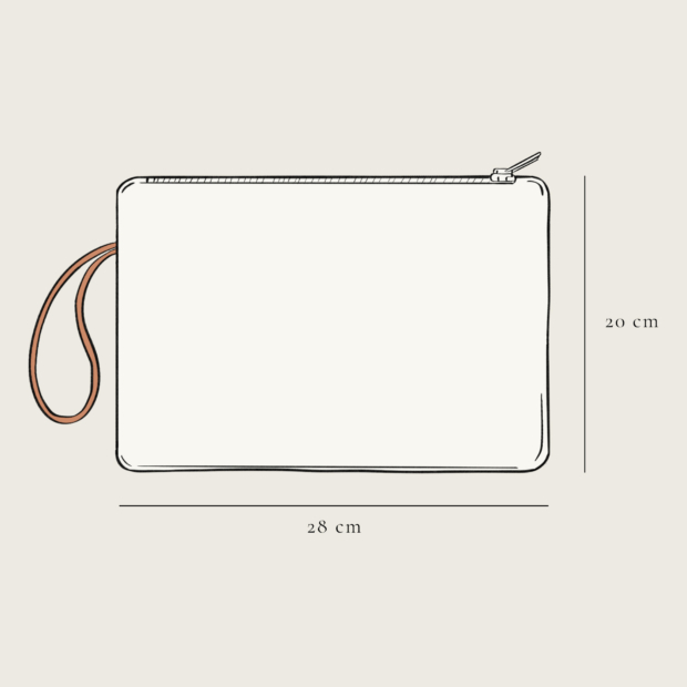 Technical drawing - Large zippered pocket, measurements