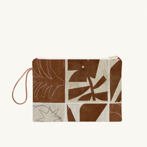 Large zipped clutch with Moderniste N°01 Terracotta print - Maison Baluchon