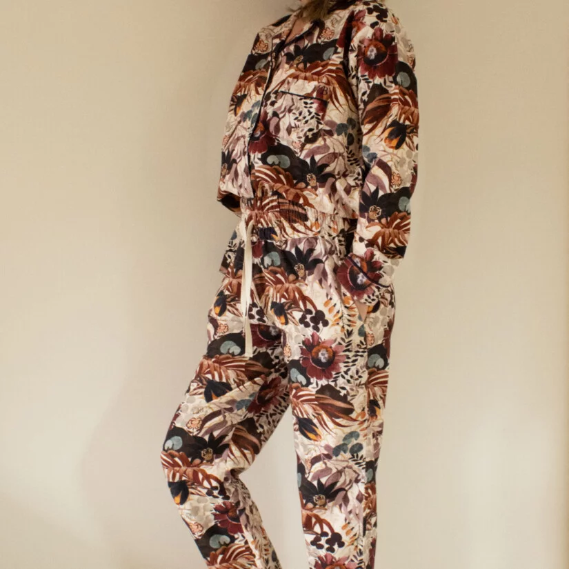 Top-of-the-range pyjama set in floral print cotton