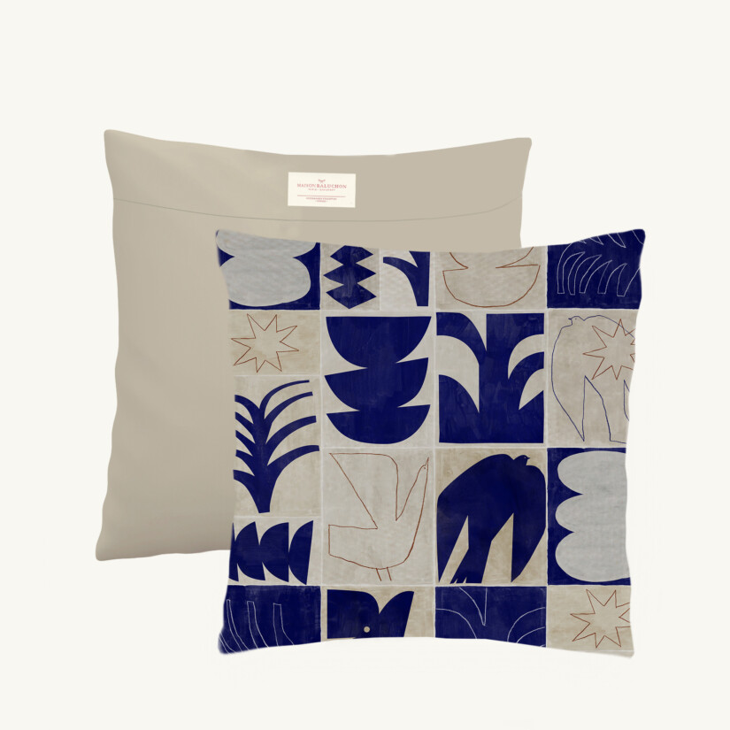 Cushion 50 x 50 cm - Moderniste N°01 motif Bleu klein - Maison Baluchon