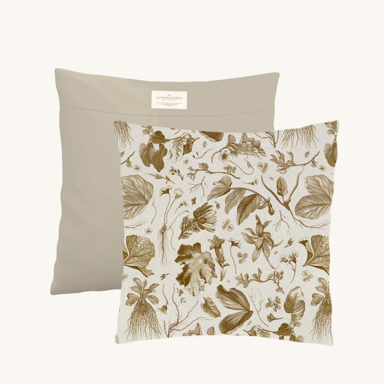 Maison Baluchon - Coussin format 50 x 50 cm - Herbier du Roi Bronze