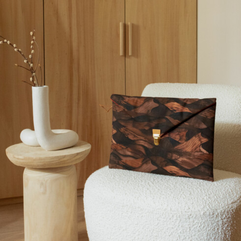 Computer and tablet sleeve with imitation wood Graphique N°14 print - Maison Baluchon