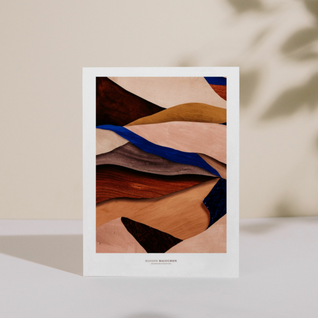 Maison Baluchon - Affiche graphique illustrée - Graphique N°13 - Motif composé de dunes, beige, terracotta, bleu, écru