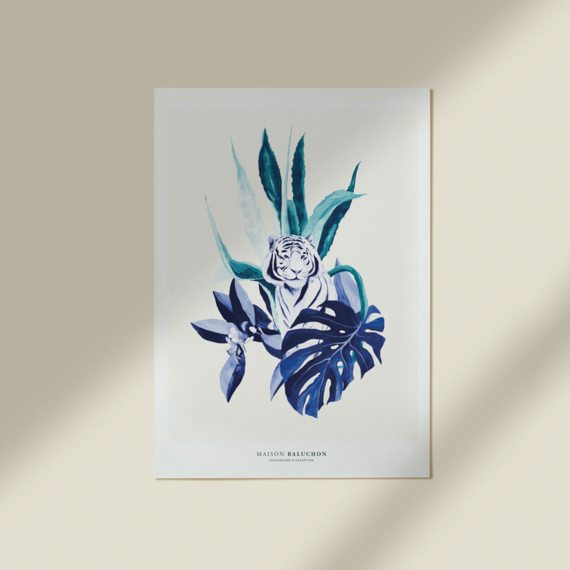 Maison Baluchon - Illustration tigre bleu