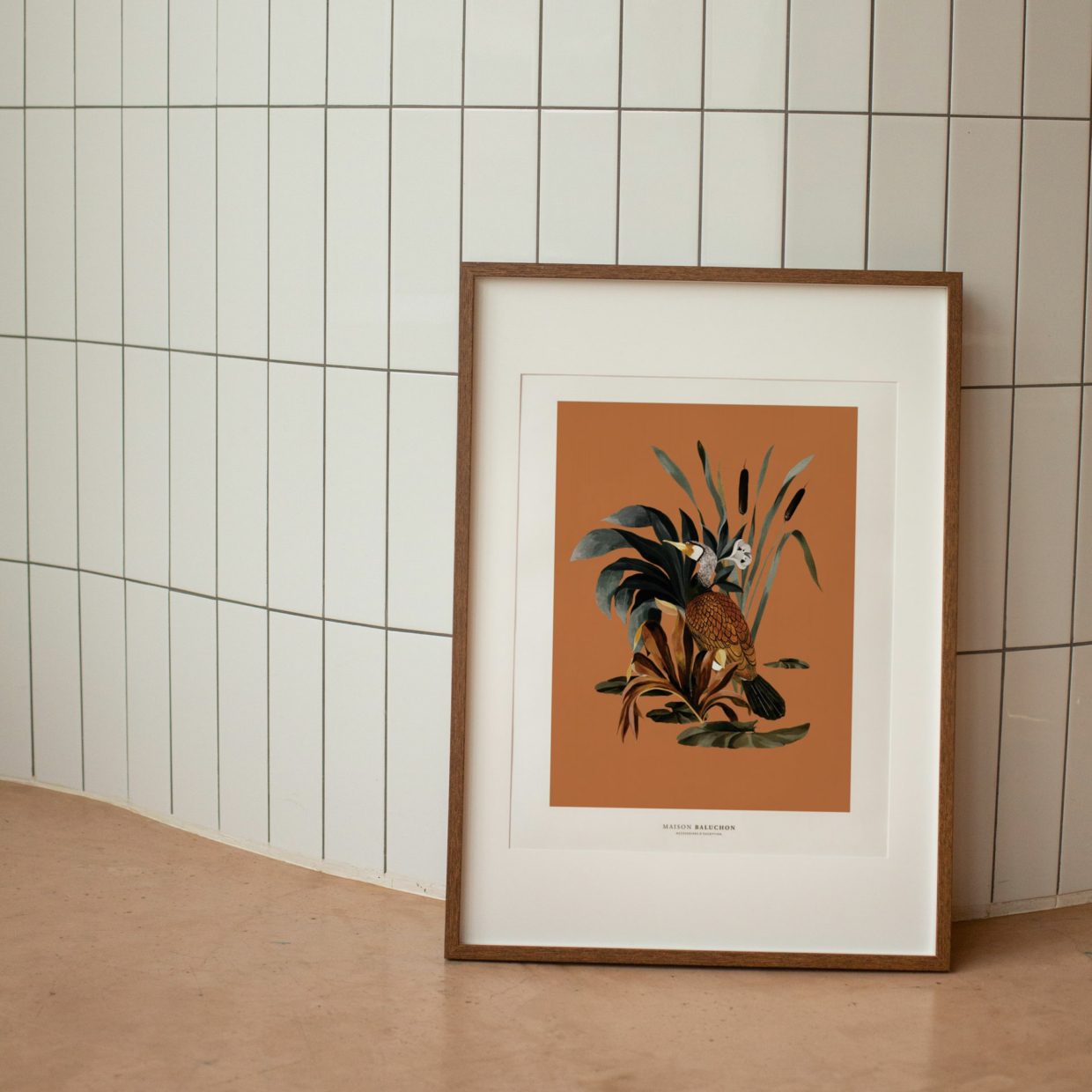 Graphic poster illustrated with the wild motif Sauvage N°26 Terracotta, motif inspired by the animal & plant world