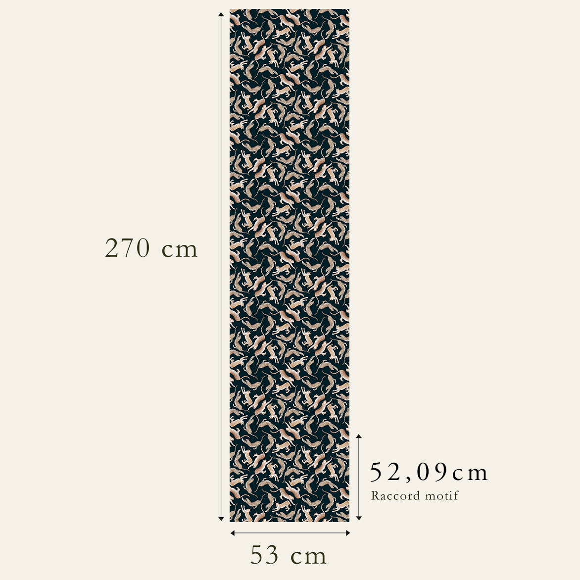 Racord pattern for a wallpaper strip - Motif Félin N°01