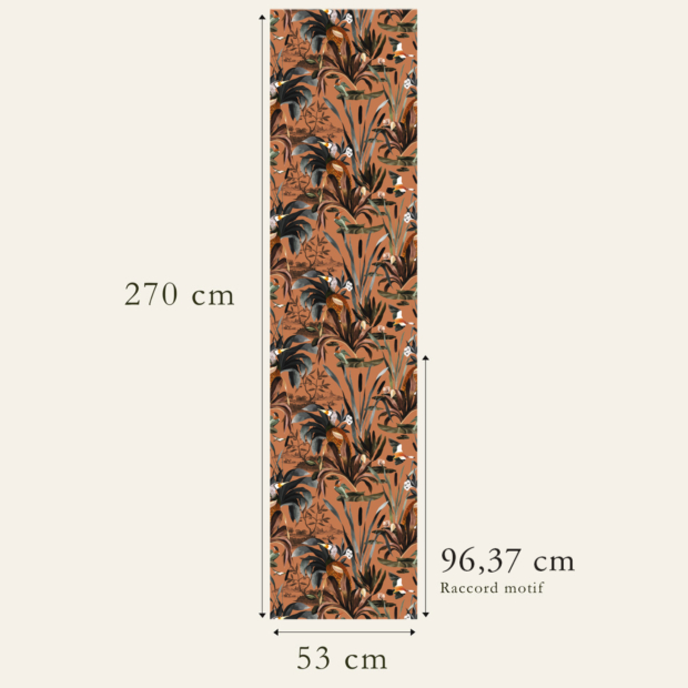 Maison Baluchon - Raccord papier peint du motif Sauvage N°26 Terracotta