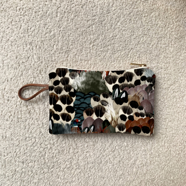 Maison Baluchon - Mini fabric pouch with Sauvage N°24 print of wild bird feathers