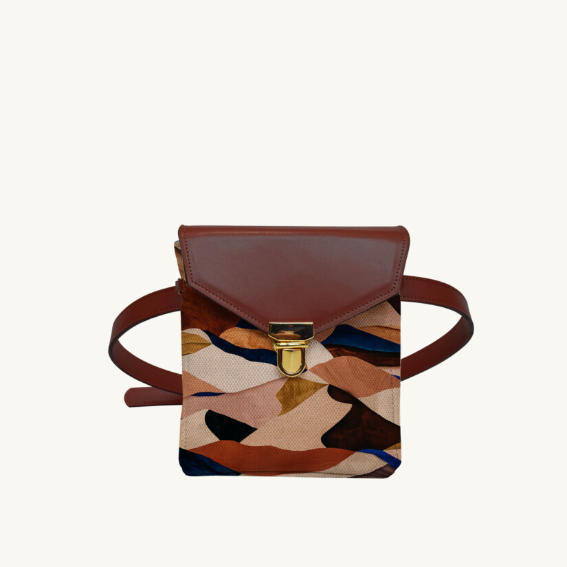 Mini purse Graphique N°13 - Dark Blue leather custom-made by Maison Baluchon