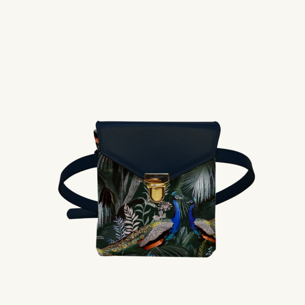 Mini purse Jungle N°17 - Dark Blue leather custom-made by Maison Baluchon