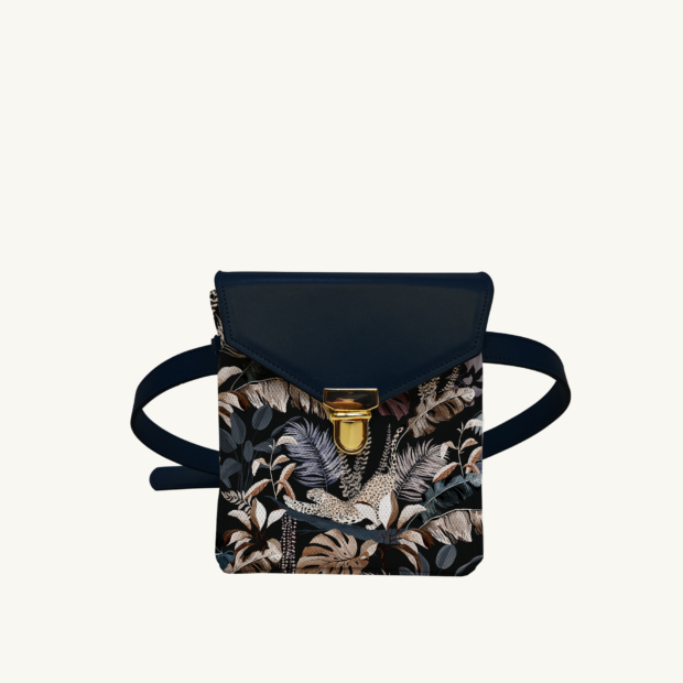 Mini purse Jungle N°19 - Dark Blue leather custom-made by Maison Baluchon