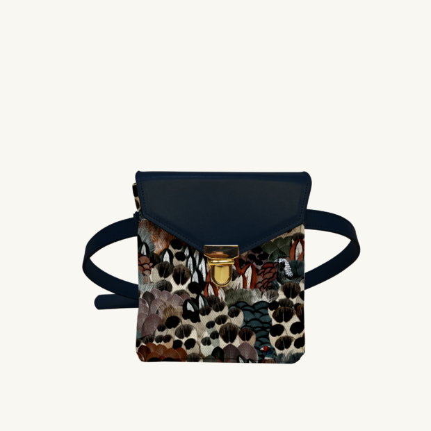 Mini purse Sauvage N°24 - Dark Blue leather custom-made by Maison Baluchon