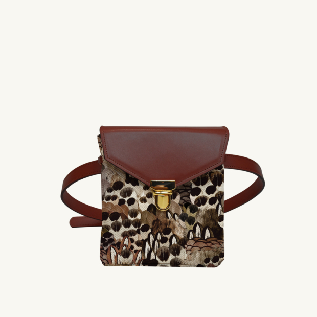 Mini purse Sauvage N°25 - Auburn leather custom-made by Maison Baluchon
