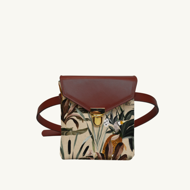 Mini purse Sauvage N°26 Ecru - Auburn leather custom-made by Maison Baluchon