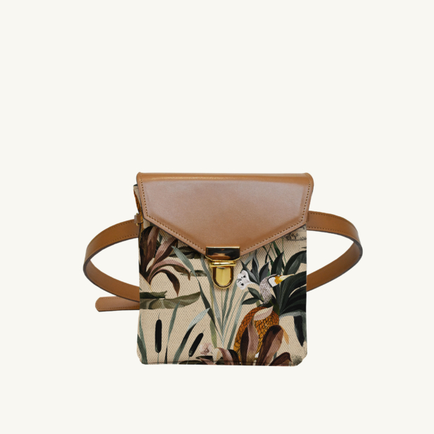 Mini purse Sauvage N°26 Ecru - Camel leather custom-made by Maison Baluchon