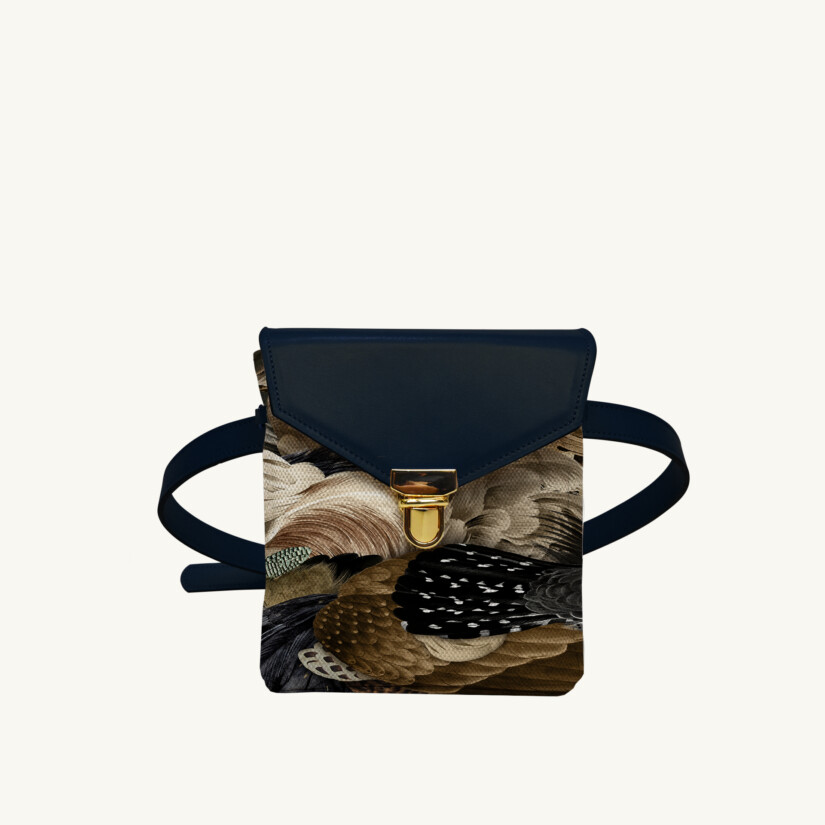 Mini purse Sauvage N°27 - Dark Blue leather custom-made by Maison Baluchon