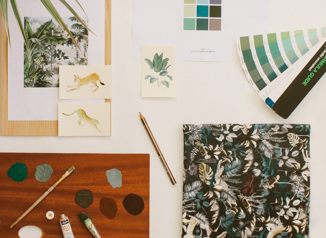 Collection Jungle, illustrant des félins associés à une végétation luxuriante - Maison Baluchon