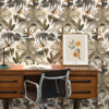 Papier peint pour bureau motif végétal Tropical N°17 écru - Maison Baluchon