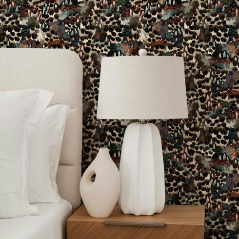 Papier peint design pour chambre motif animal avec plumes Sauvage N°24 - Maison Baluchon