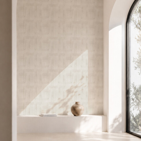 Papier peint design graphique effet enduit - Maison Baluchon