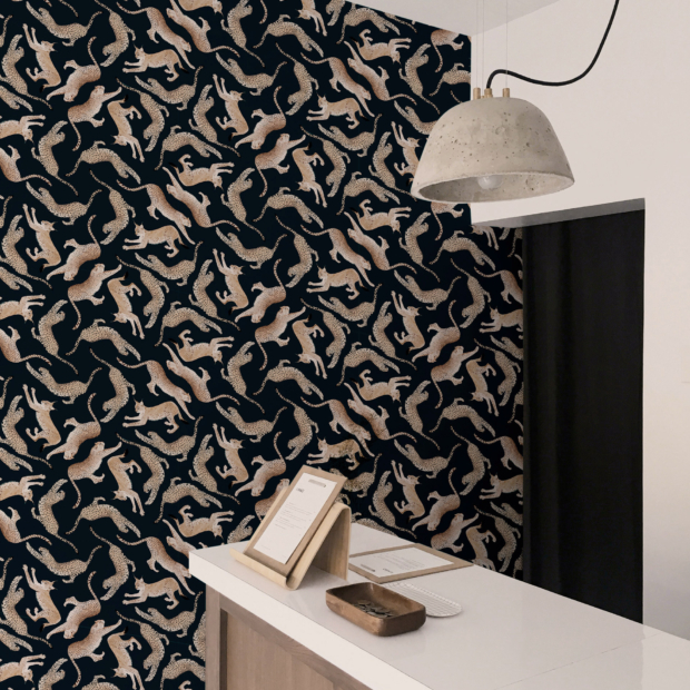 Non-woven wallpaper with unique designs, handmade by the brand