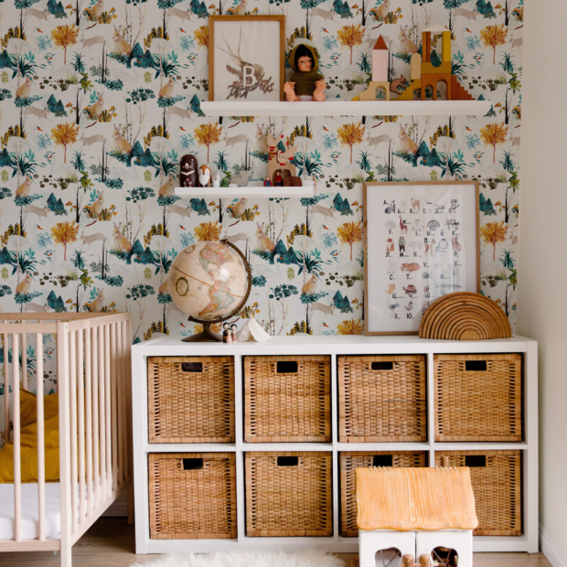 Non-woven wallpaper - Children's bedroom, motif inspired by forest animals