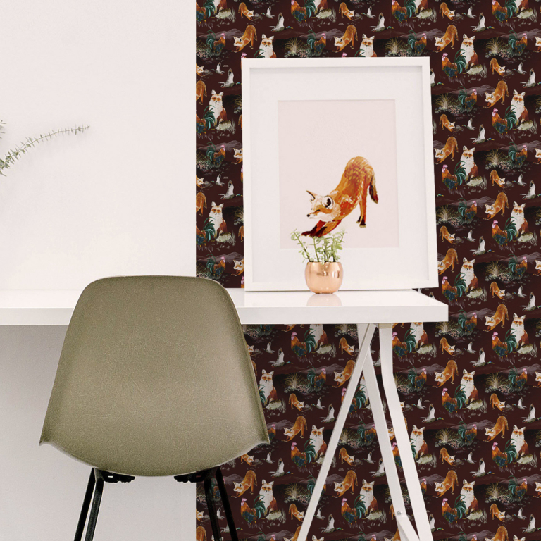 Non-woven wallpaper – Forêt N°21 – Pattern inspired by the animal world and the forest Non-woven wallpaper - Forêt N°21 - Pattern inspired by the animal world and the forest