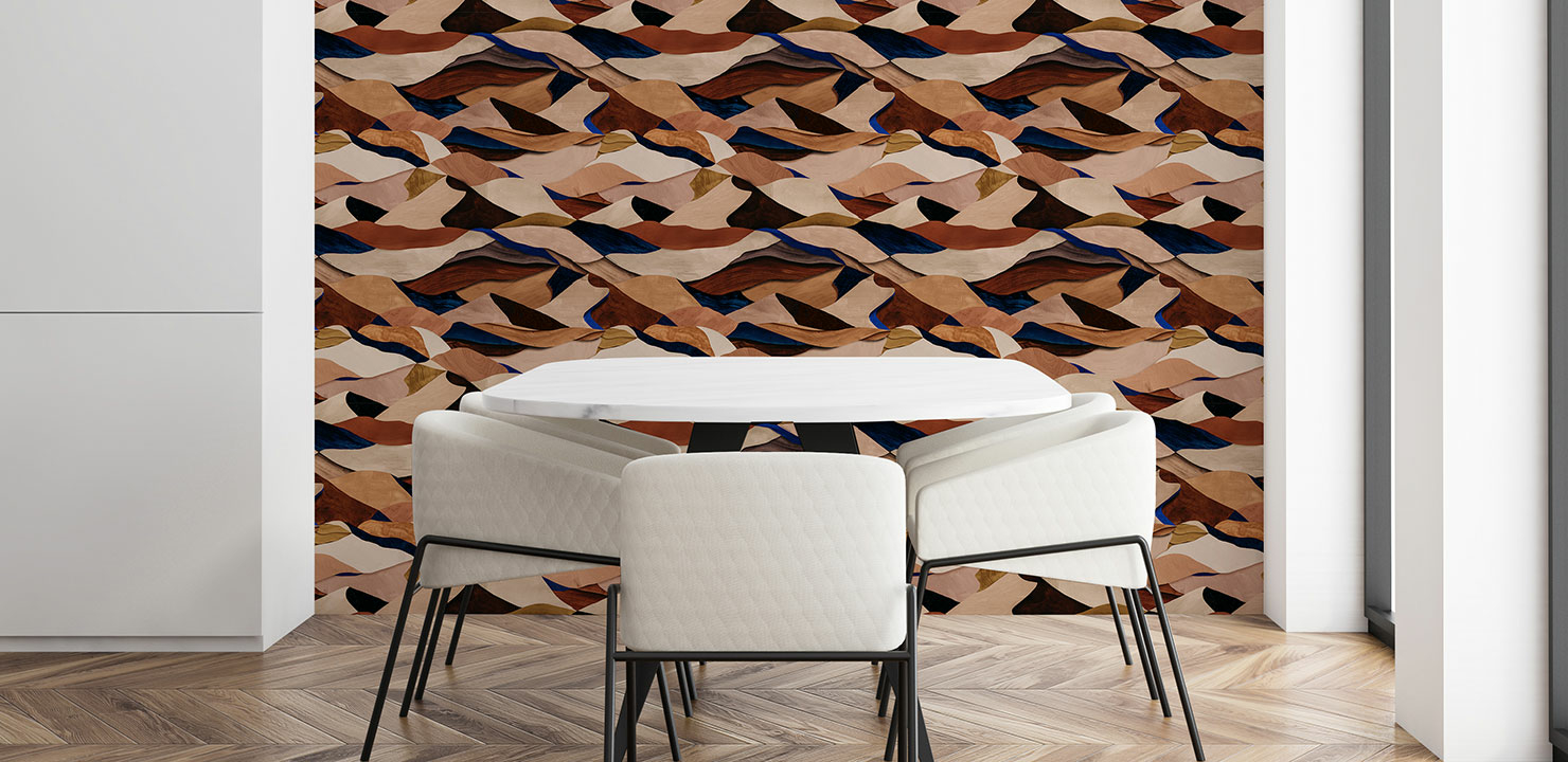 Non-woven wallpaper Graphique N°13 with terracotta background