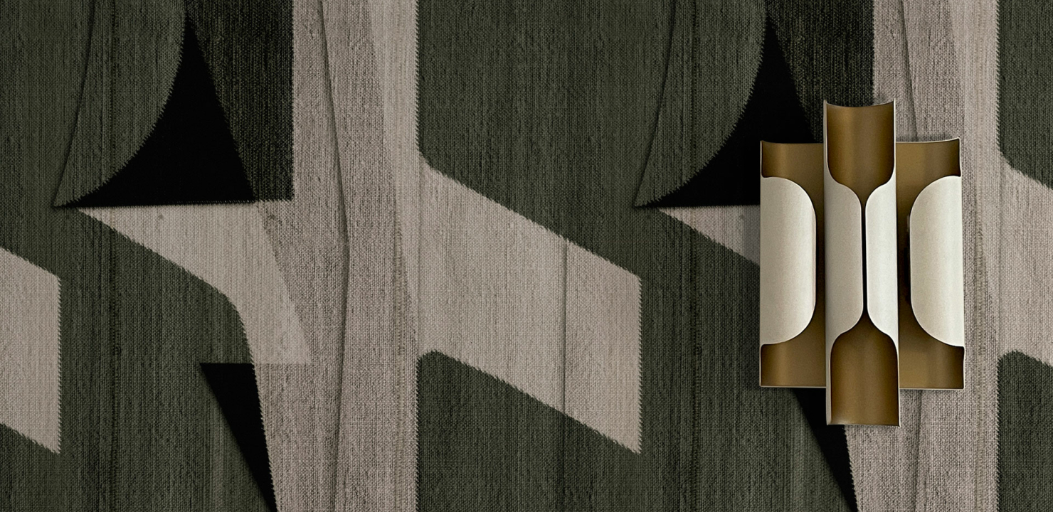 Maison Baluchon - Interior Design - Papier peint intissé Graphique N°17 - Vert - Ambiance années 70''
