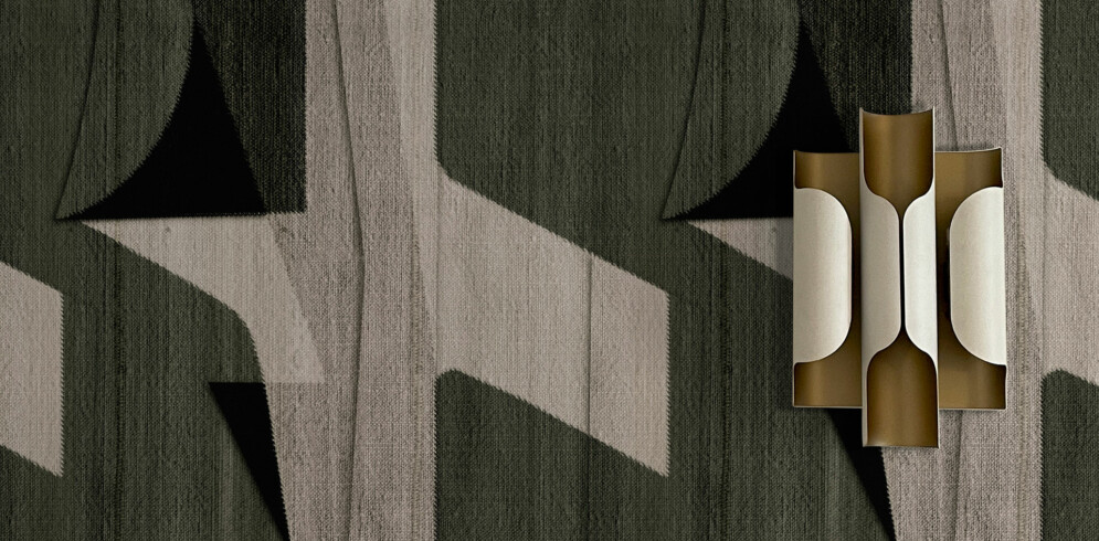 Maison Baluchon - Interior Design - Non-woven wallpaper Graphique N°17 - Green - 70's atmosphere