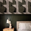 Non-woven wallpaper - Graphique N°17 Vert - Bedroom, bed, cushions