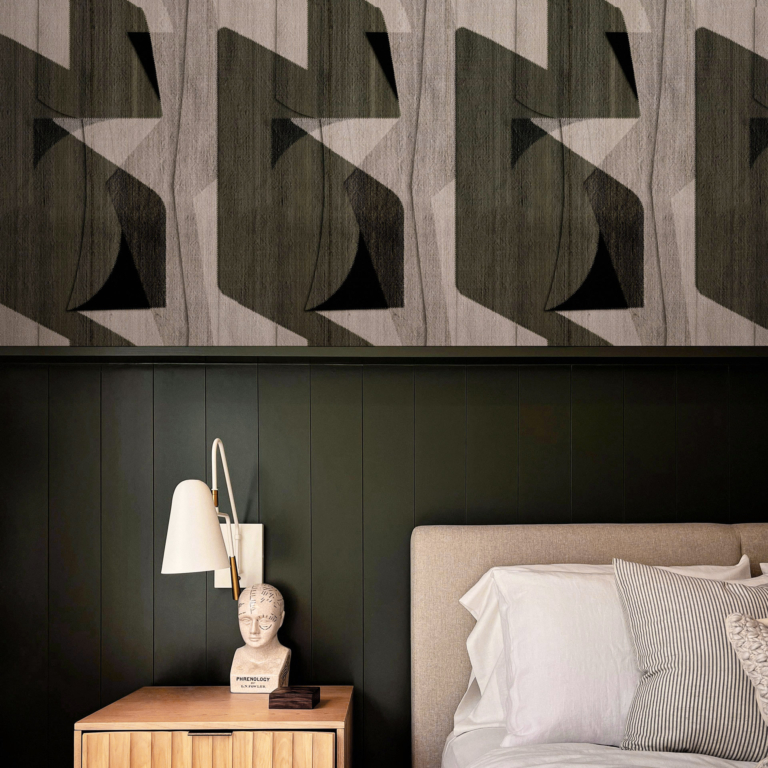 Papier peint intissé – Graphique N°17 Vert – Chambre, lit, coussins Papier peint intissé - Graphique N°17 Vert - Chambre, lit, coussins
