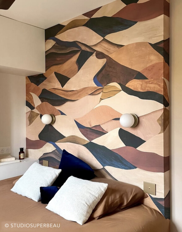 Papier peint intissé pour tête de lit chambre - Maison Baluchon