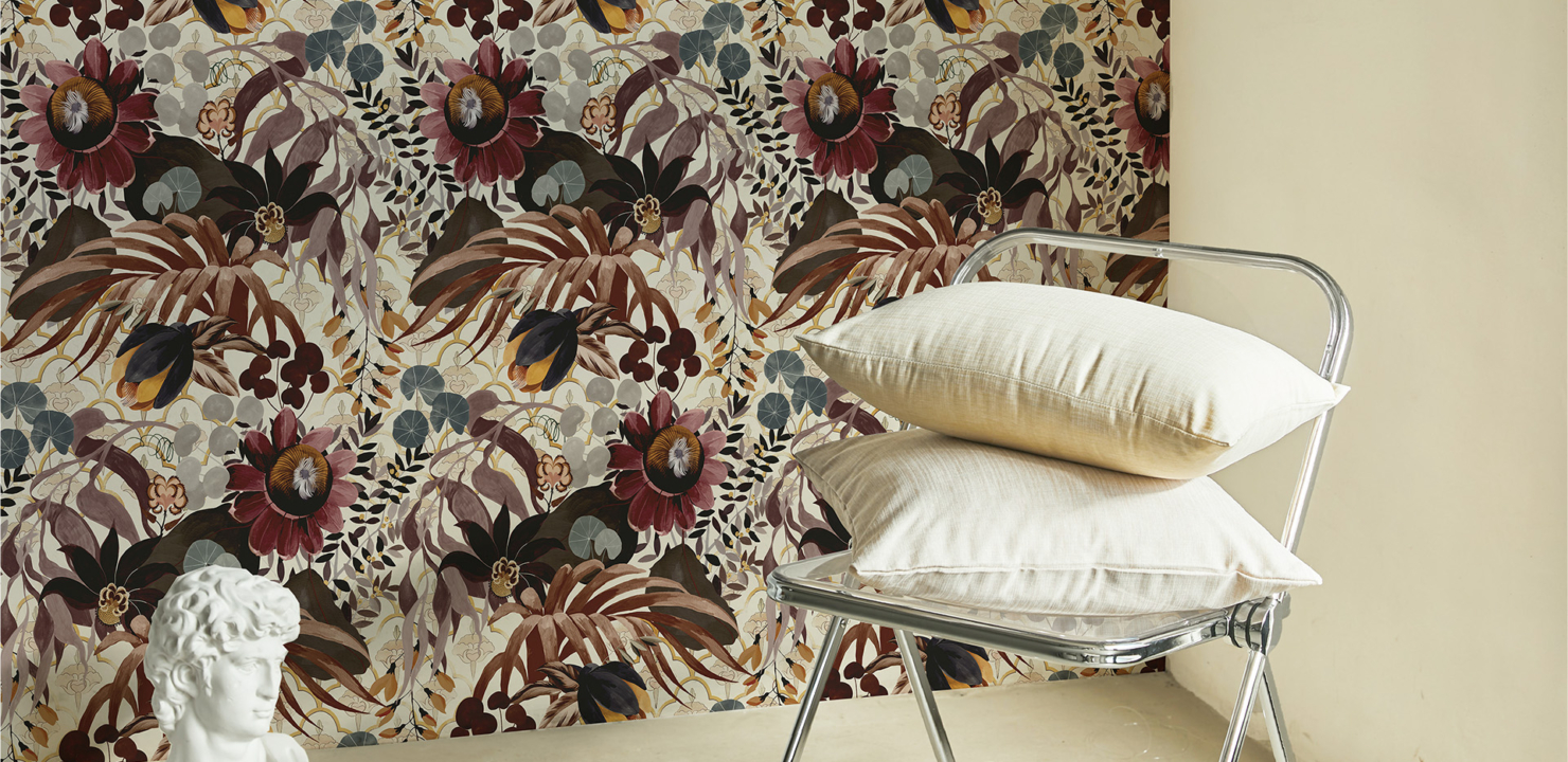Home Design - Tapisserie murale florale motif Inde N°03
