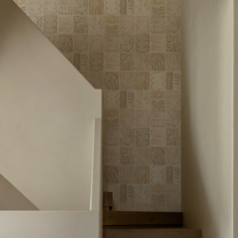 Modernist wallpaper with unique hand-drawn pattern