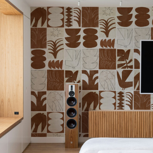 Papier peint haut de gamme motif tendance graphique terracotta - Maison Baluchon