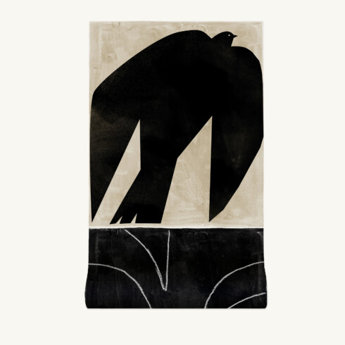 High-quality black and ecru graphic wallpaper for a modern design interior - Maison Baluchon